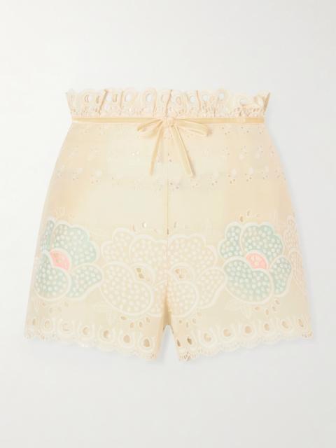 Valentino Bow-detailed Broderie Anglaise Cotton Shorts