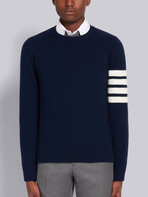 Navy French Terry Cashmere 4-Bar Crewneck Pullover