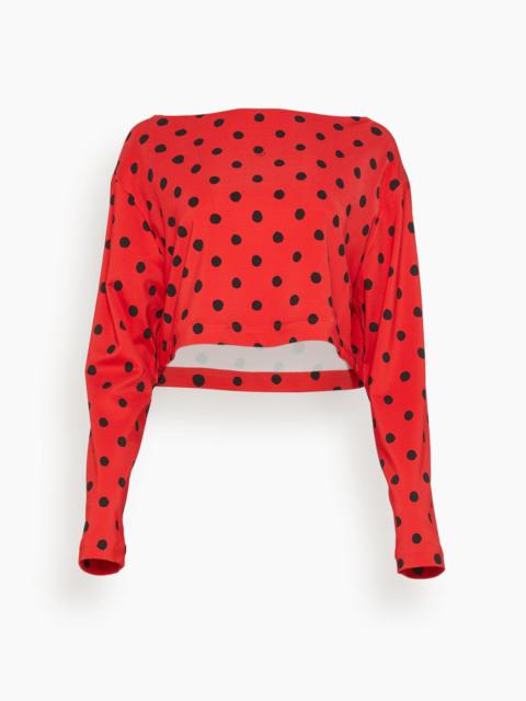 Marni Small Dot Technical Jersey Boatneck Top in Lacquer