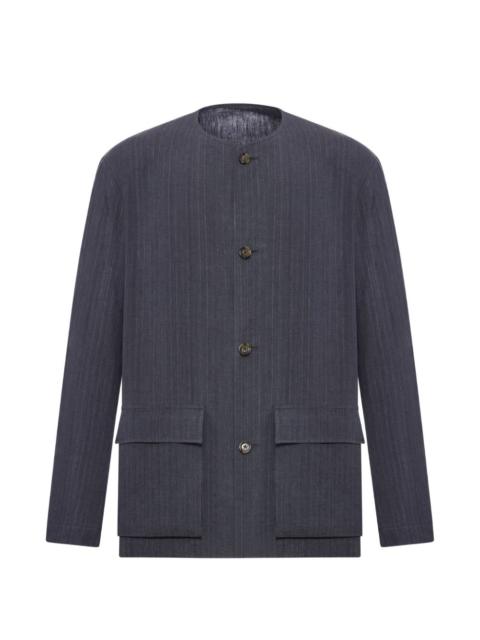 LARDINI pinstriped collarless jacket
