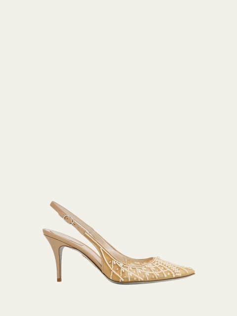 RENE CAOVILLA 80mm Embellished Net Tulle Pumps
