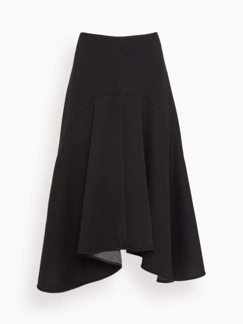 Plan C Asymmetric Hem Scuba Skirt in Black