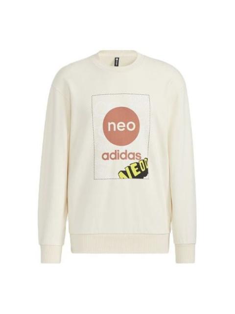 adidas adidas neo Logo Printing Round Neck Long Sleeves Pullover Couple Style Yellow HM7432