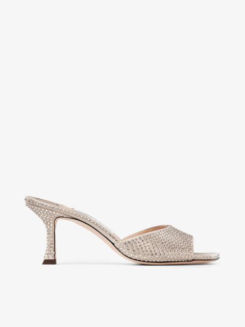 Val 70
Champagne Satin Mule Sandals with Crystals