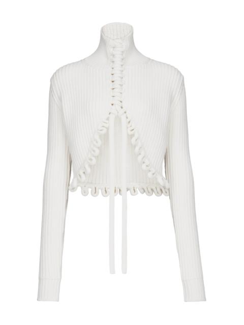 Alaïa Cropped Wool Sweater white