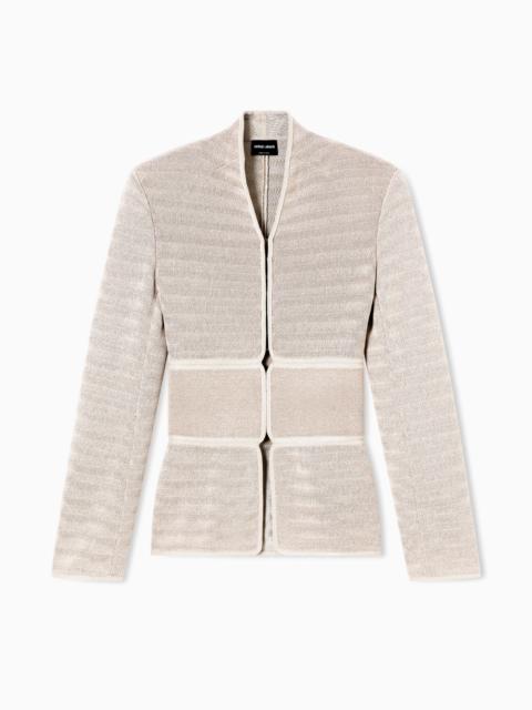 GIORGIO ARMANI OTTOMAN-EFFECT VISCOSE-BLEND KNIT JACKET