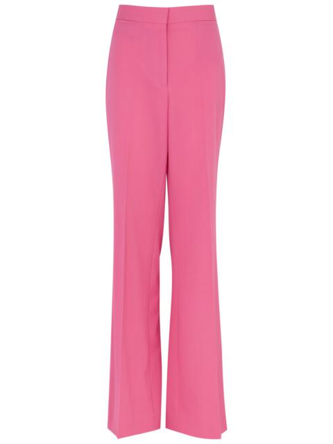 Stretch-wool flared trousers