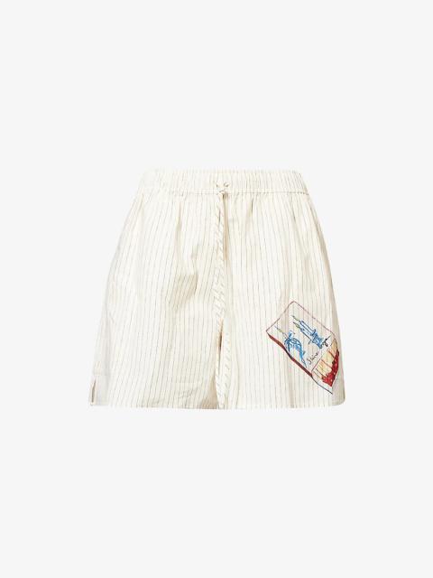 STINE GOYA Striped Graphic-Print Cotton Shorts
