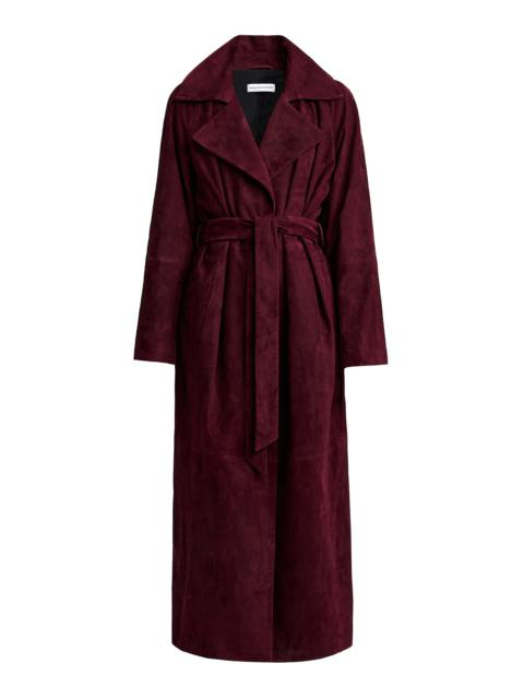 NOUR HAMMOUR Althea Lambskin Leather Trench burgundy