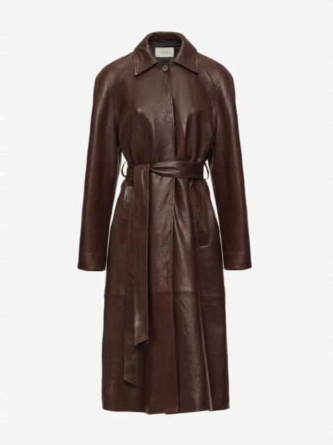 MAGDA BUTRYM Leather belted coat in brown