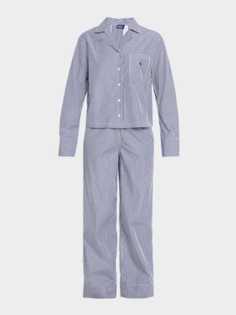 Polo Ralph Lauren Long-Sleeve Striped Cotton Poplin Pajama Set
