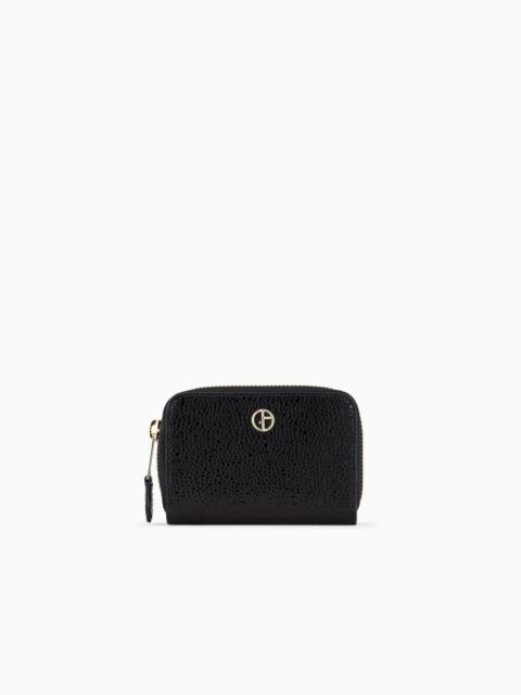 GIORGIO ARMANI La Prima card holder in pebbled patent leather