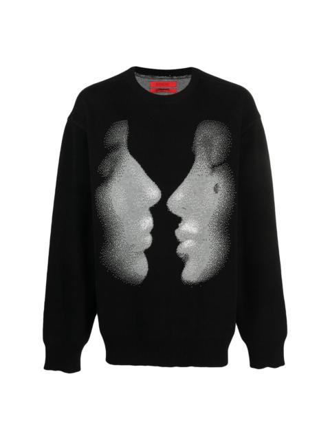 KUSIKOHC Kiss crew-neck cotton jumper