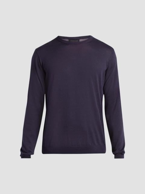 GIORGIO ARMANI Men's Silk-Cotton Crewneck Long-Sleeve Top - Mosto