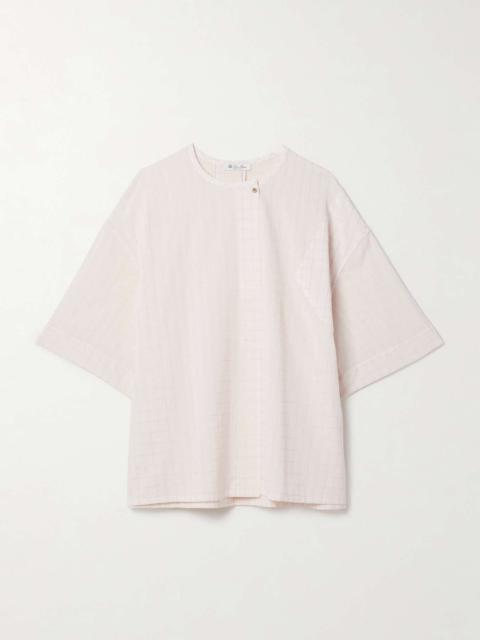 Loro Piana Checked metallic cotton-blend voile blouse