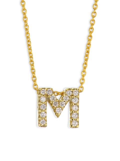 ROBERTO COIN Women's Tiny Treasures Diamond & 18K Yellow Gold Initial Necklace - Initial M