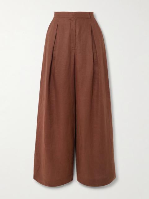 ANDRES OTALORA Desperate Pleated Linen Wide-leg Pants