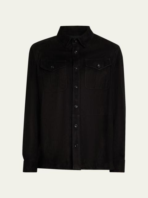 Ralph Lauren Men's Barron Suede Flap-Pocket Overshirt