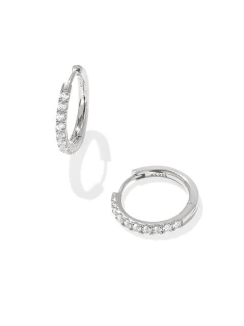 KENDRA SCOTT Mackenzie Sterling Silver Small Hoop Earrings in White Topaz