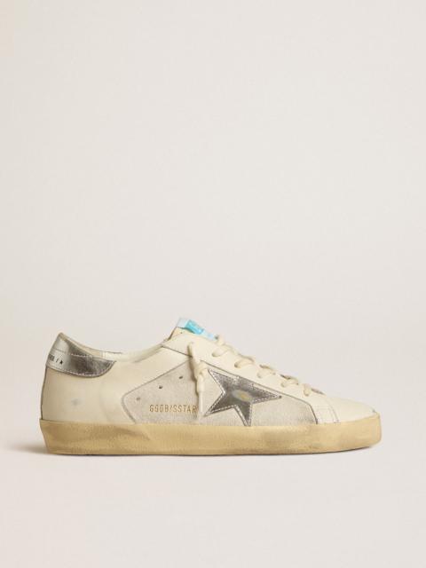 Super-Star in white leather and suede with silver and gold leather star