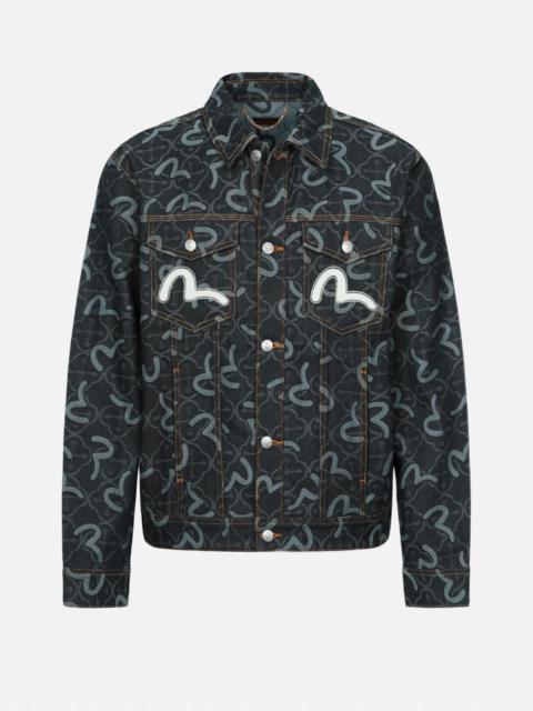 EVISU ALLOVER SEAGULL AND KAMON JACQUARD RELAX FIT DENIM JACKET