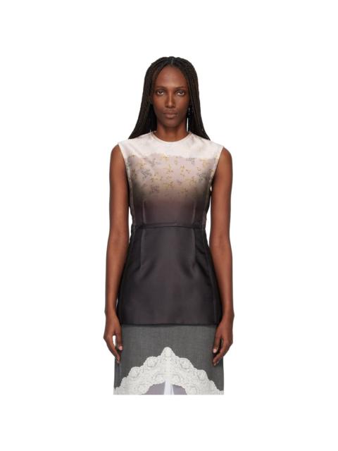 Jil Sander Brown & Pink Burnt Bouquet Printed Sleeveless Top