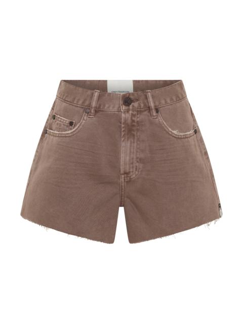 ONE TEASPOON Truckers Mid Waist Denim Shorts - Espresso Brown