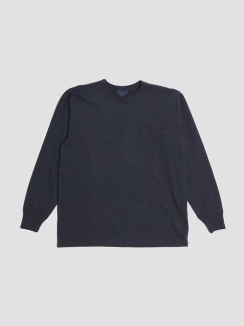 Nigel Cabourn Allevol Heavy Duty Crew Neck Pocket Long Sleeve T-Shirt in Black