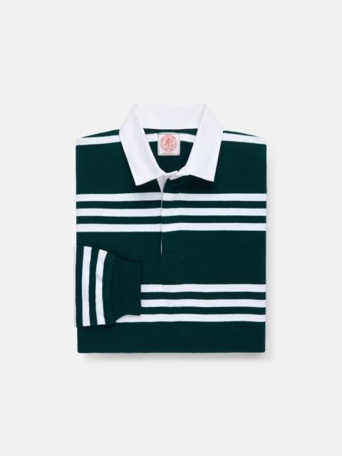 J. PRESS MADE-IN-USA GREEN & WHITE TRIPLE STRIPE COTTON RUGBY