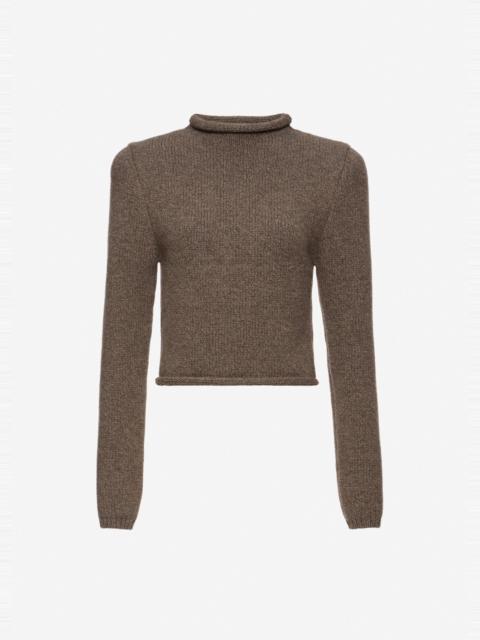 MAGDA BUTRYM Cashmere sweater with hand-embroidered logo in beige