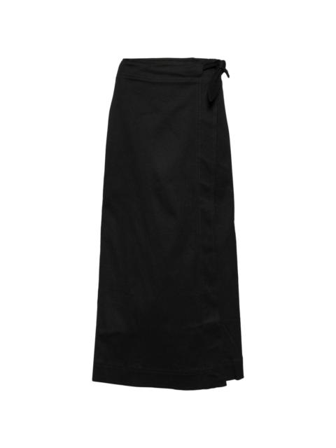 wrap-around A-line midi skirt