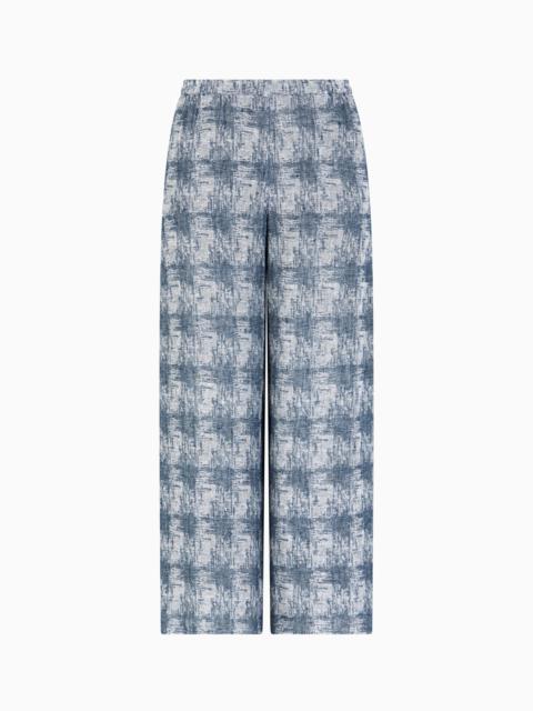 EMPORIO ARMANI CHECK LINEN GAUZE TROUSERS