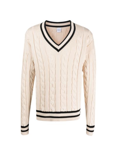 Aspesi stripe-detail cable-knit jumper