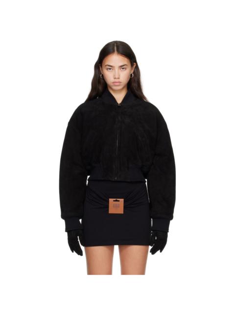 Jean Paul Gaultier Black Suede Leather Bomber Jacket
