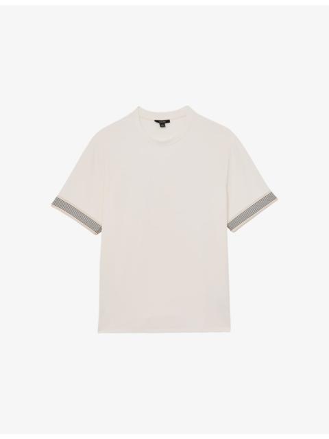 REISS Aries Striped-Trim Stretch-Woven T-Shirt