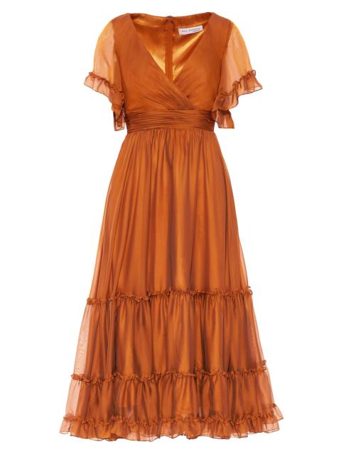 MAC DUGGAL Women's Ruffle-Trim Midi-Dress - Rust