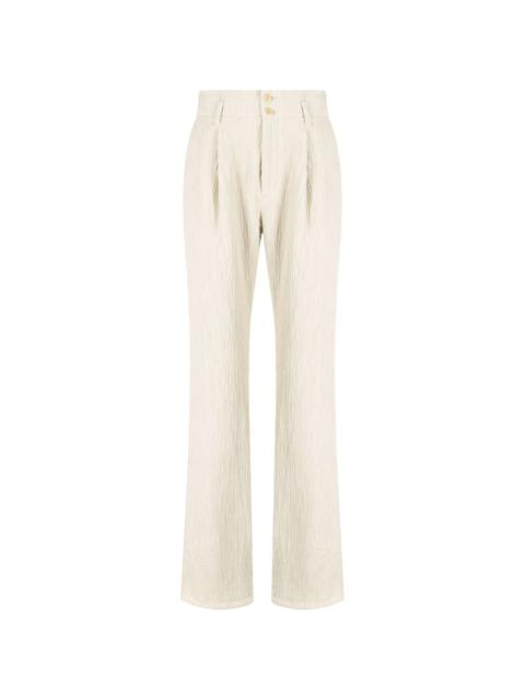 textured straight-leg trousers