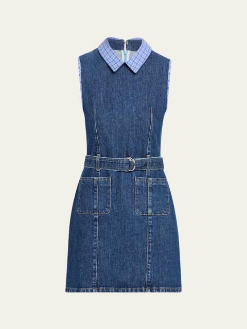 Cinq à Sept Kyra Sleeveless Belted Denim Mini Dress