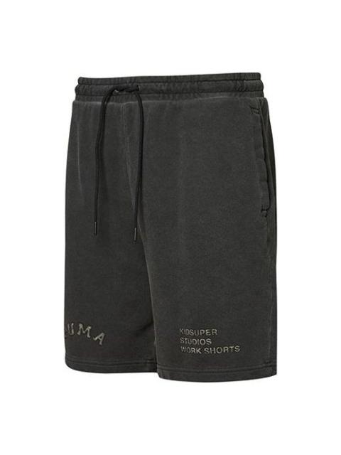 PUMA PUMA x Kidsuper Studios Crossover Logo Alphabet Embroidered Distress Drawstring Sports Shorts Black 