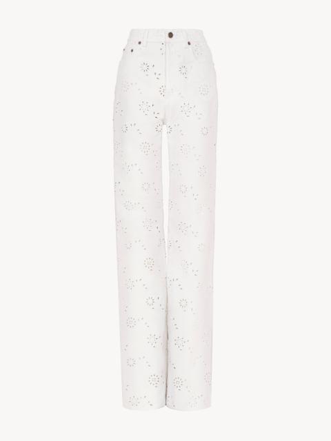 Chloé EMBROIDERED CROPPED JEANS IN DENIM