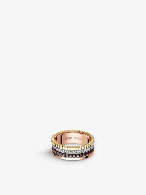 Boucheron Quatre Classique 18ct yellow-gold, white-gold, pink-gold and 0.24ct diamond ring