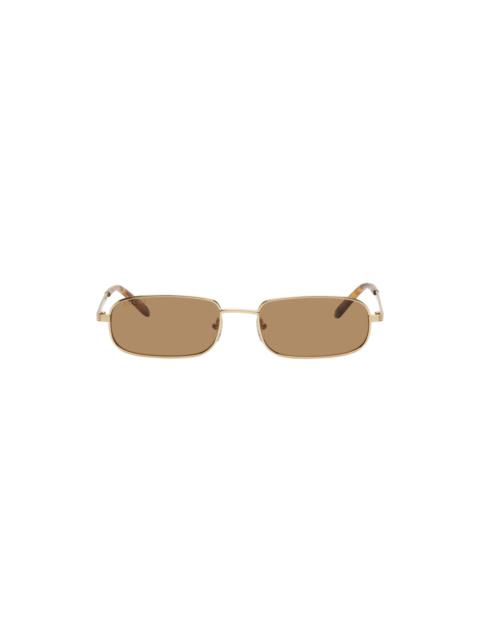 GUCCI Gold Rectangular Sunglasses