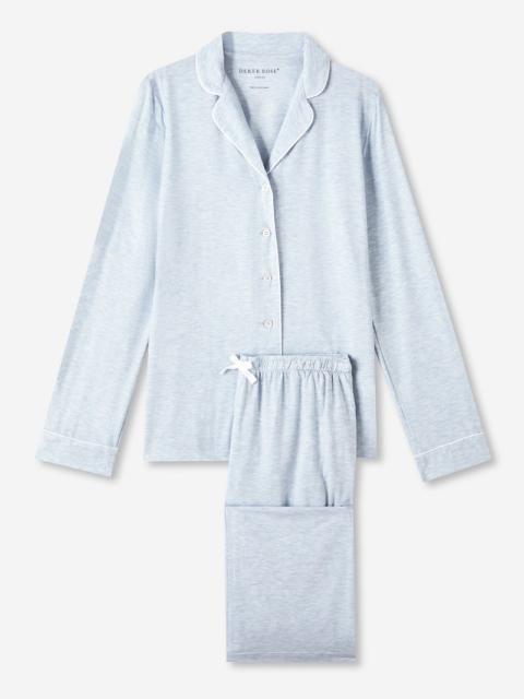 Derek Rose Women's Pajamas Ethan Micro Modal Stretch Light Blue Marl