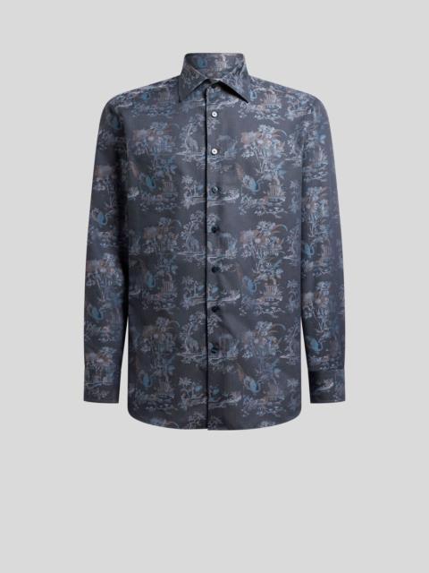 Etro COTTON JACQUARD SHIRT WITH FLOWER AND ANIMAL MOTIF