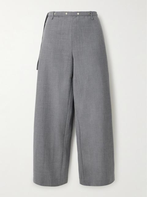 DEIJI STUDIOS Belted Pinstriped Wool Pants