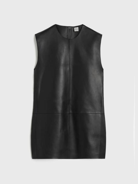 Double-faced leather top black