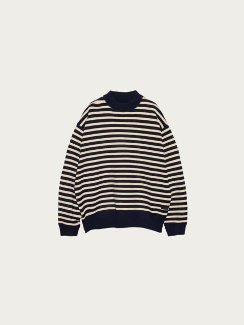 Nanamica Mock Neck Stripe Sweater - Navy