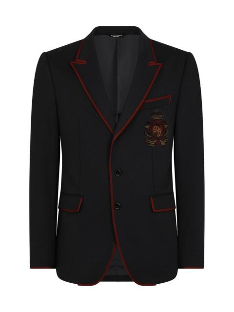 Deconstructed jersey jacket with patch