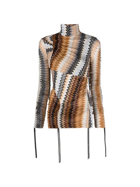 Missoni zigzag high-neck ruched top