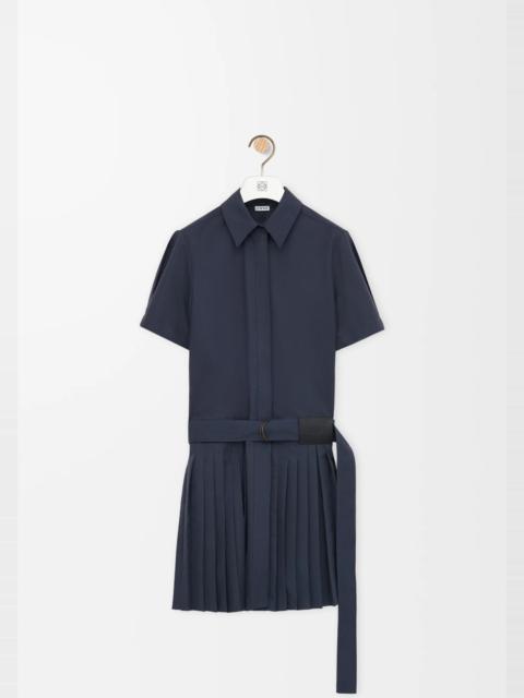 Pleated dress in cotton blend
